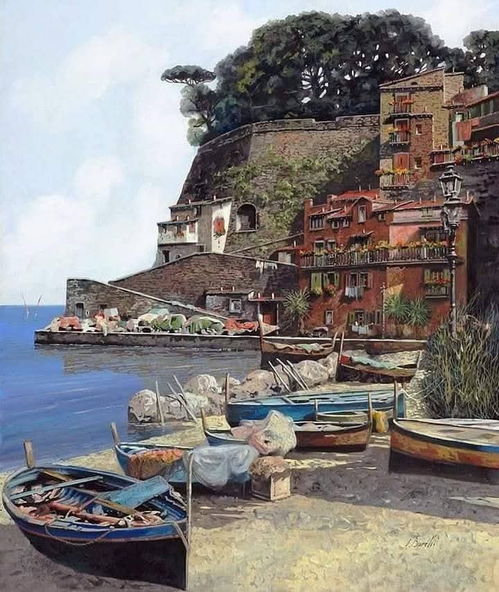 Small coastal cove with turquoise water and rocky shore