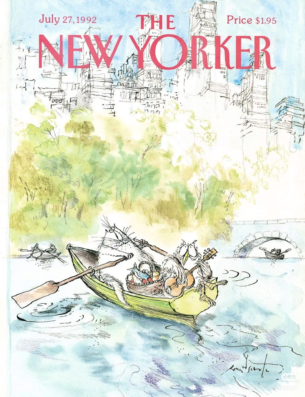 Illustrated New Yorker magazine cover with editorial artwork