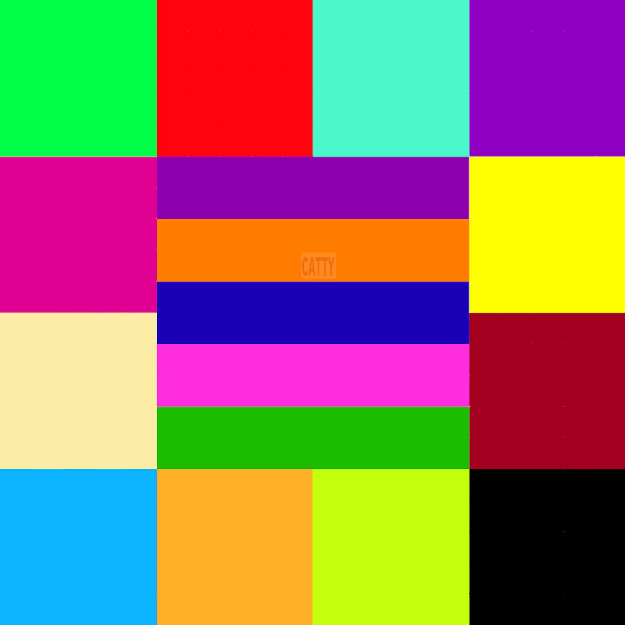 Grid pattern with bright colored squares in various hues arranged in rows and columns