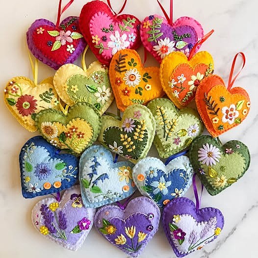 Decorative Felt Heart Ornaments