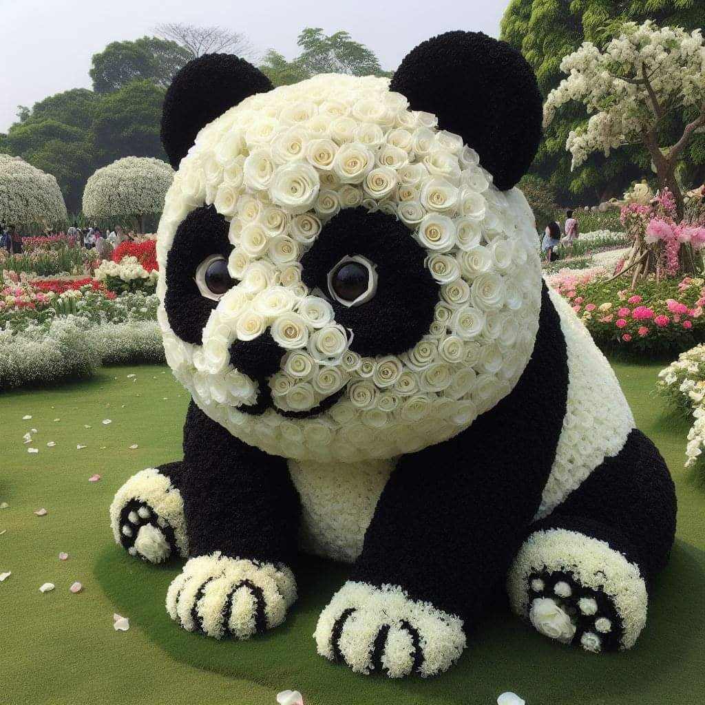 Panda Made of Flowers
