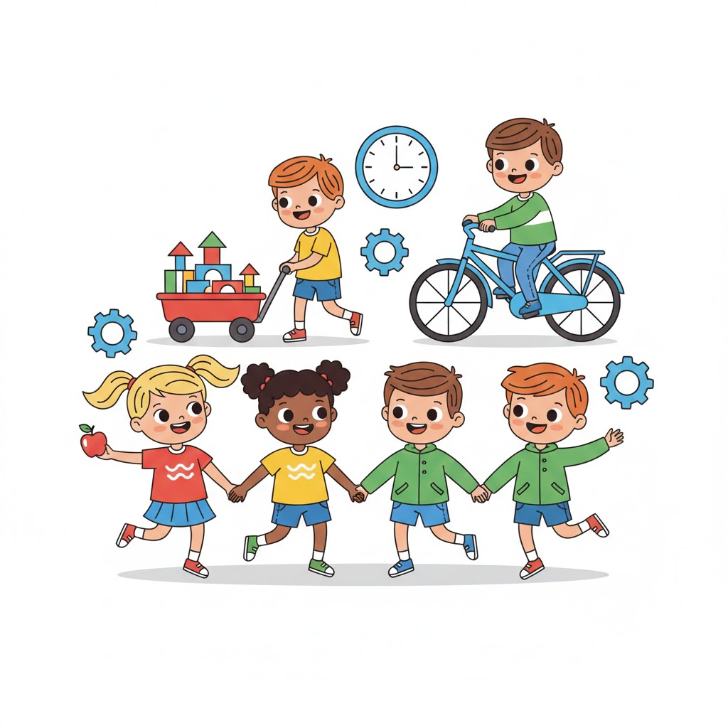 Cartoon Children Playing