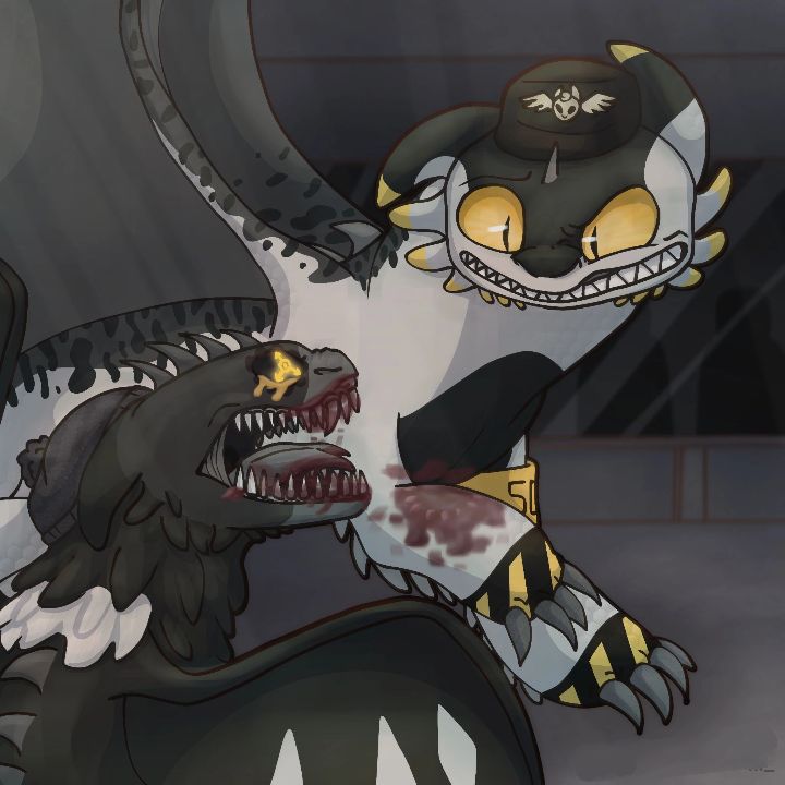 Animated crossover art of robot character with dragon from How to Train Your Dragon