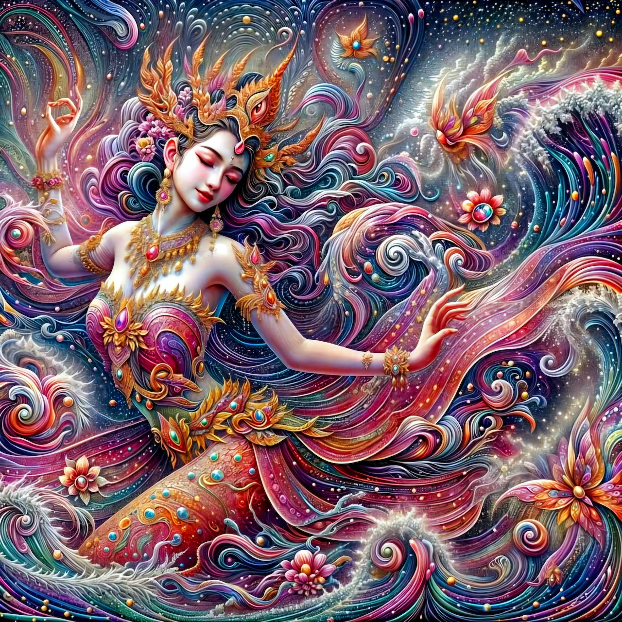 Fantasy Goddess Swirling Colors