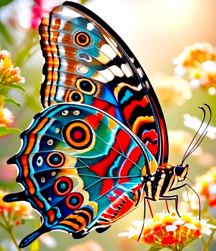 Colorful Butterfly on Flowers