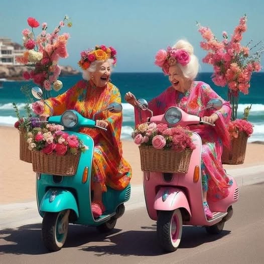 Two Elderly Women on Scooters