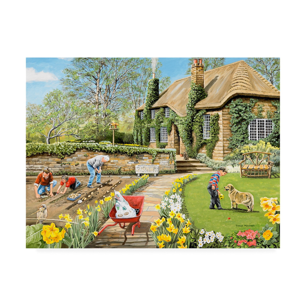 Spring Garden Cottage Scene