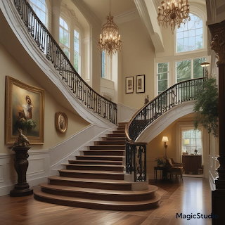 Grand Curved Staircase Interior