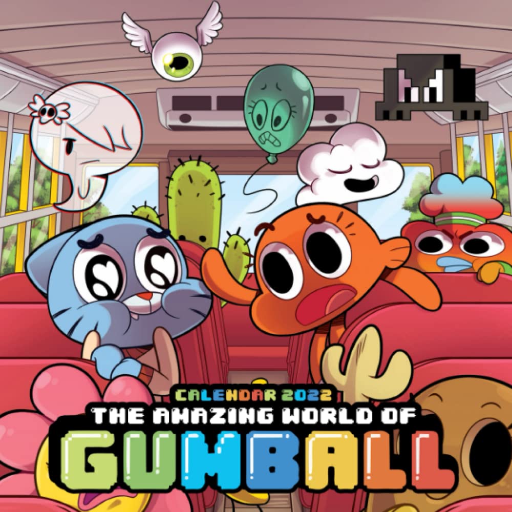 Animated characters from The Amazing World of Gumball cartoon gathered in living room