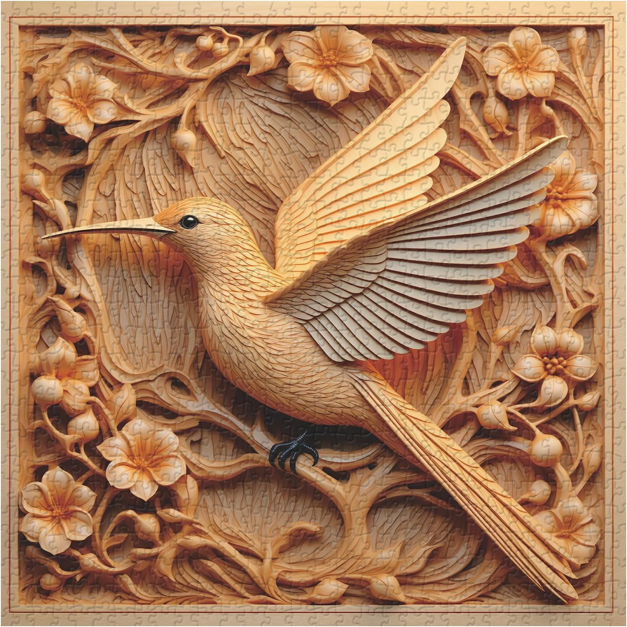 Wooden Hummingbird Carving