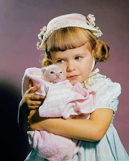 Vintage Girl with Kitten