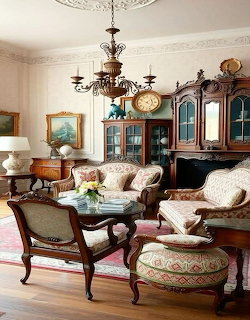 Vintage country house with garden and classic architectural details
