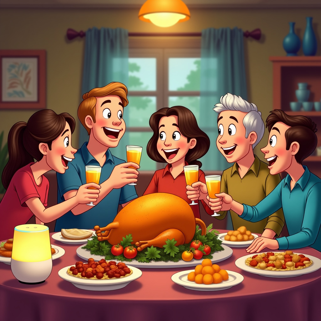 Cartoon Thanksgiving Dinner