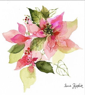 Pink Poinsettias Watercolor