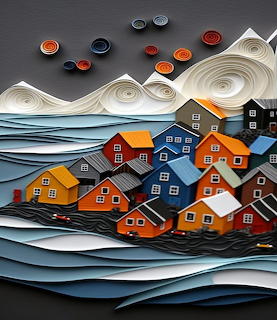 Nordic Village Paper Quilling Art