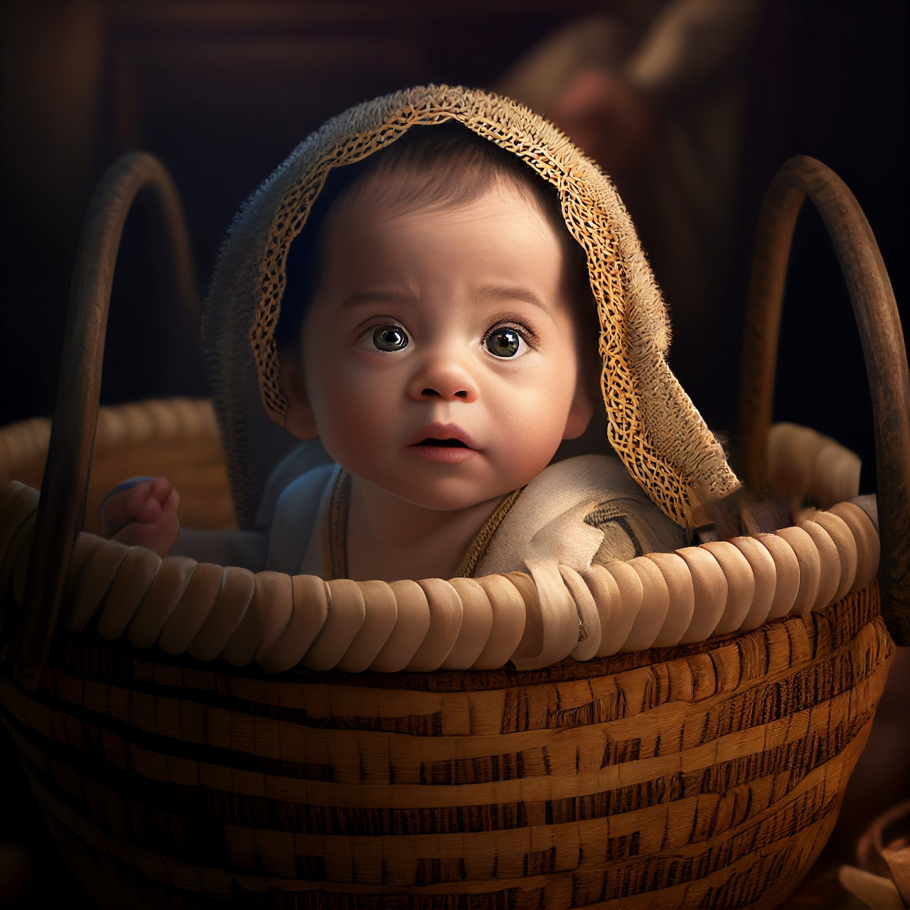 Baby in Wicker Basket