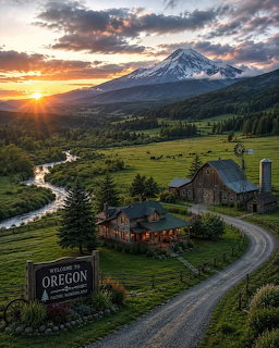 Oregon Mountain Sunset Landscape