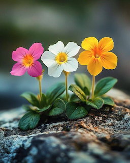 Three Colorful Flowers