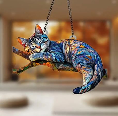 Stained Glass Cat Ornament