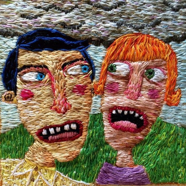 Embroidered Folk Art Faces