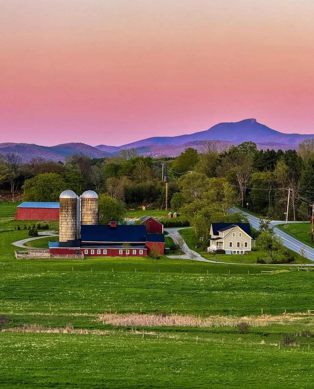 Vermont Farm at Sunset