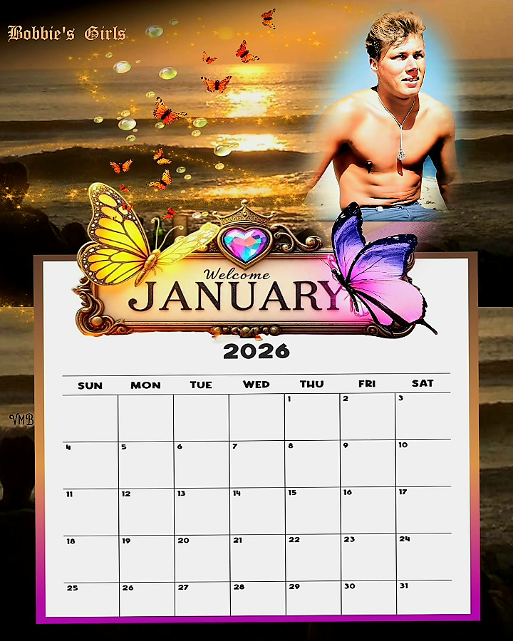 Welcome January text with palm trees, sun and beach umbrella illustration