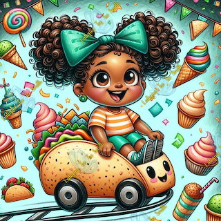 Girl with Sweets and Toy Car