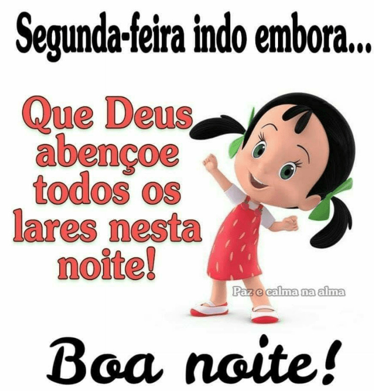 Cartoon girl next to a Portuguese good night message on a white background