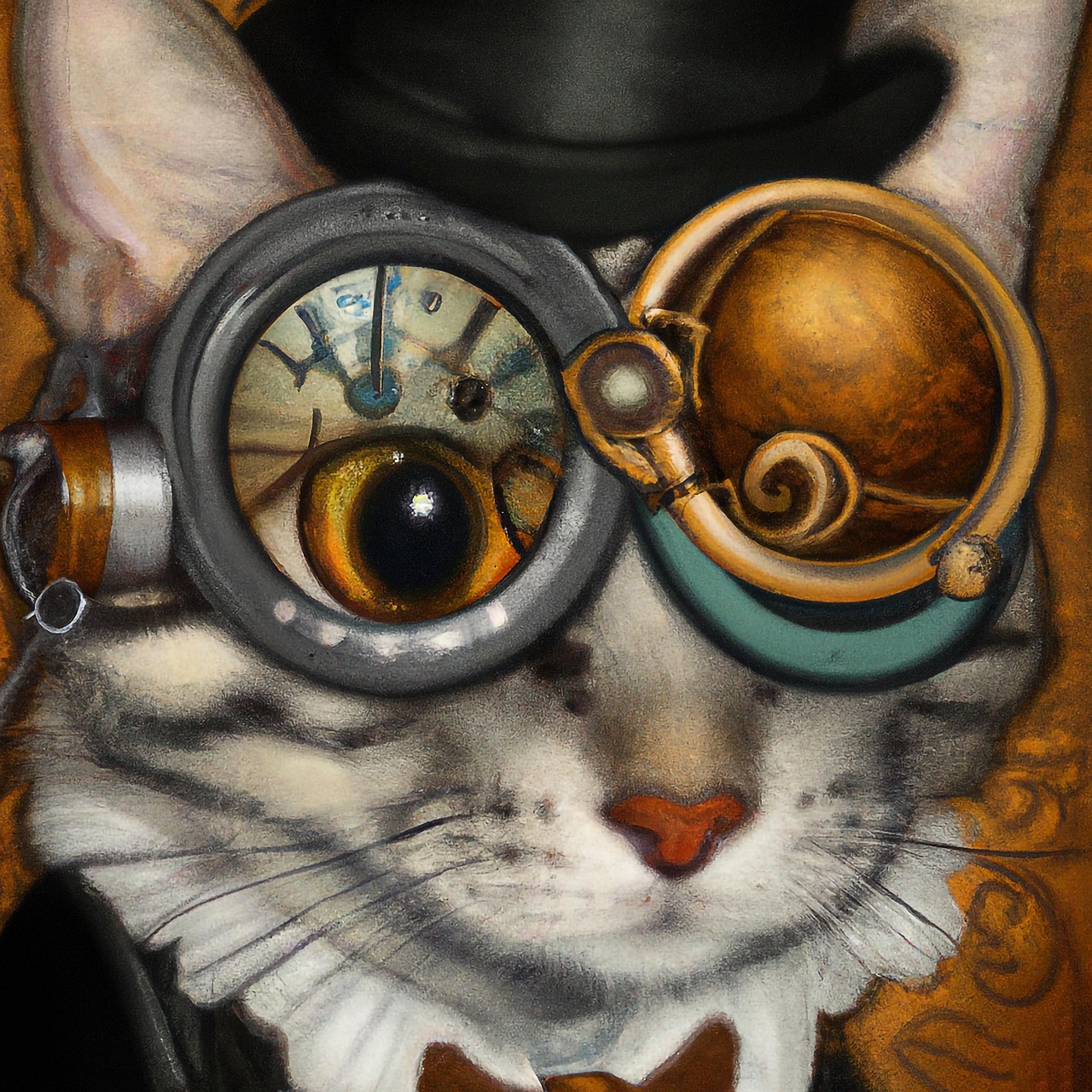 Steampunk Cat with Goggles
