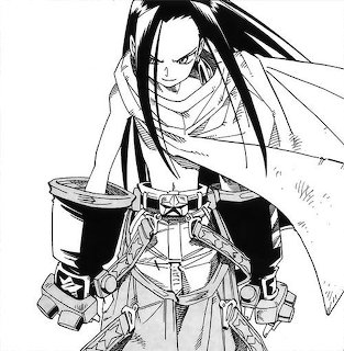 Black-and-white manga drawing of a long-haired anime character wearing a cloak