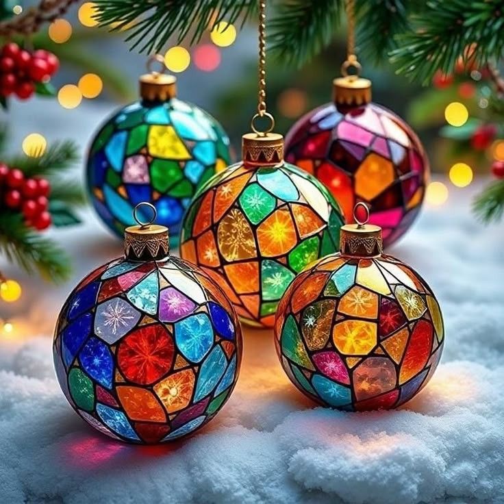 Stained Glass Christmas Ornaments