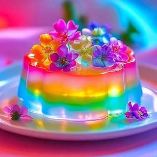 Rainbow Jelly Cake Flowers