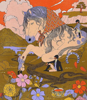 Horse Illustration with Flowers