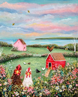 Folk Art Farm with Chickens