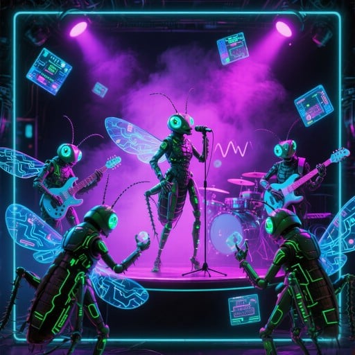 Neon insect orchestra