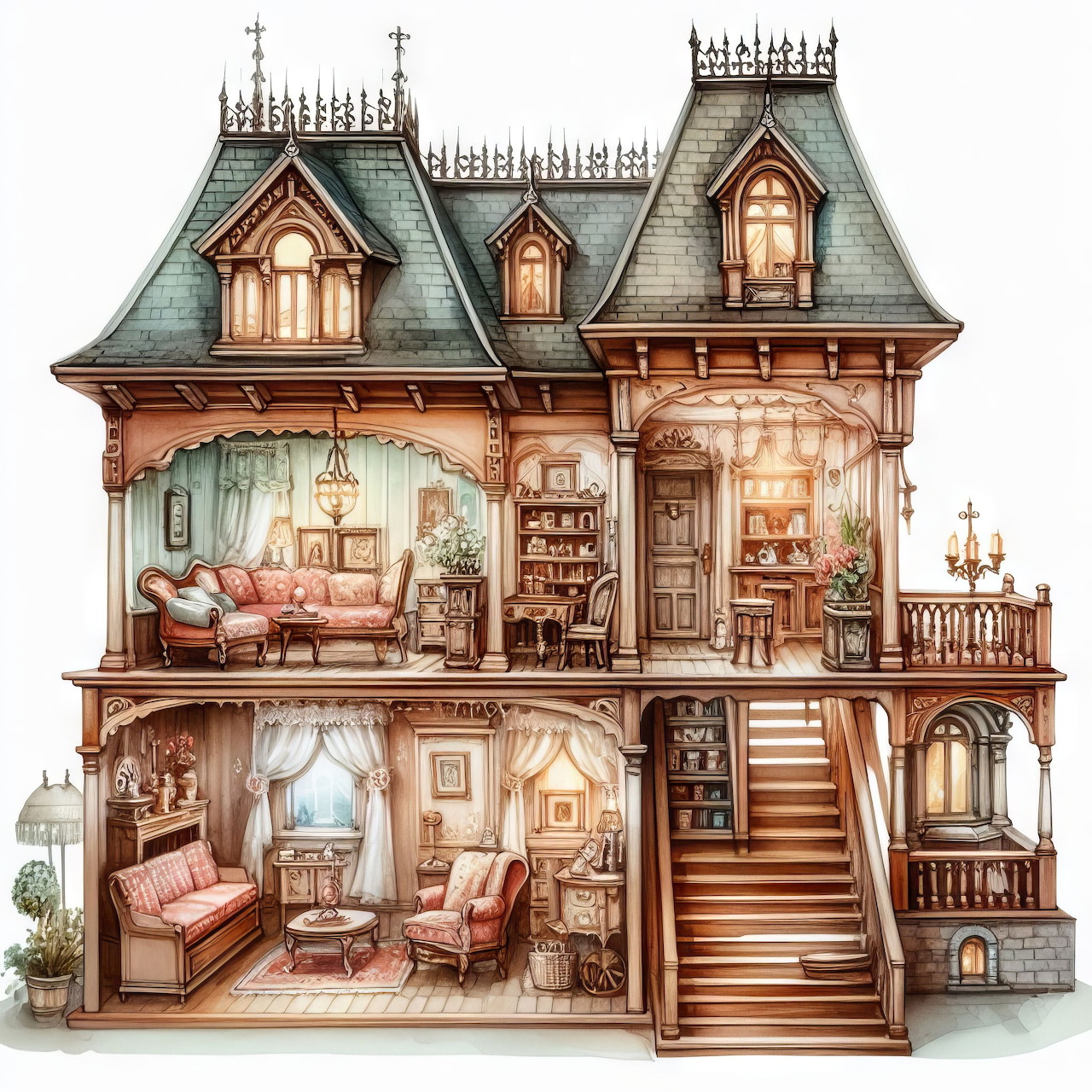 Victorian Dollhouse Cross-Section