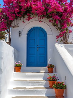 Greek Blue Door Bougainvillea