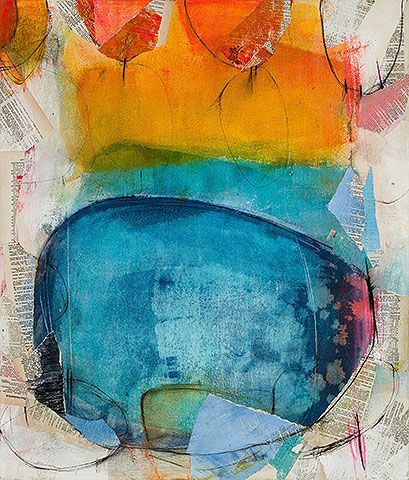 Abstract Turquoise Orange Painting