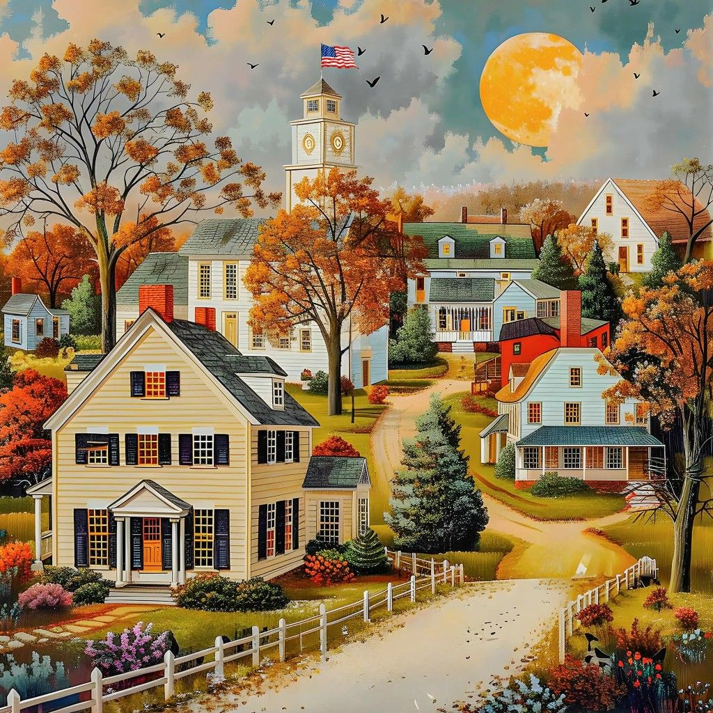 Autumn Village Scene