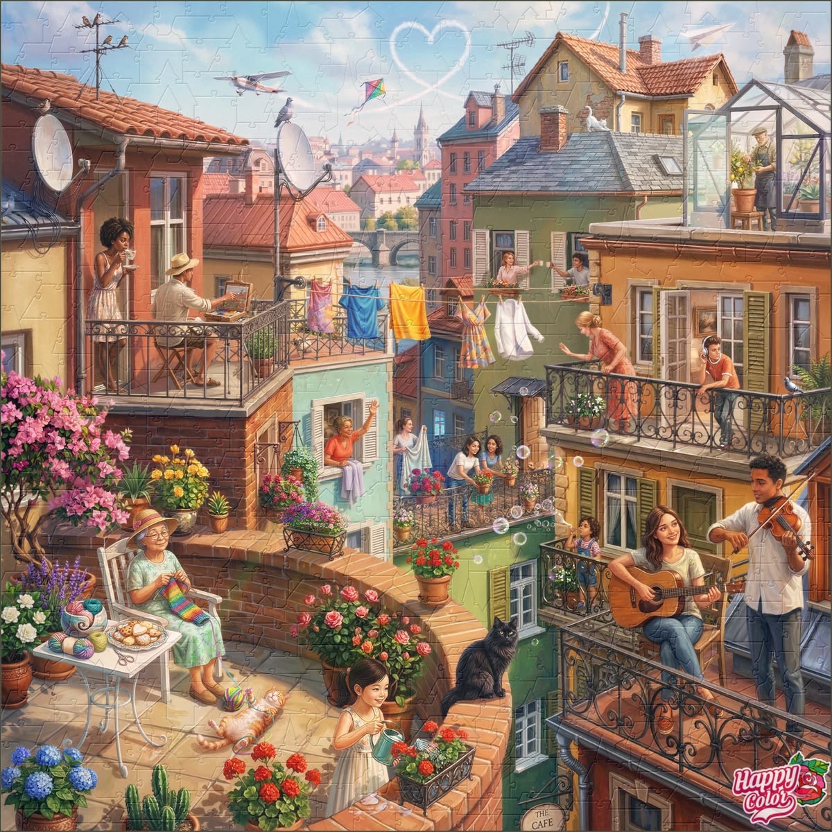 Colorful Village Balconies