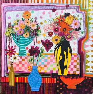 Colorful Flower Vases Still Life