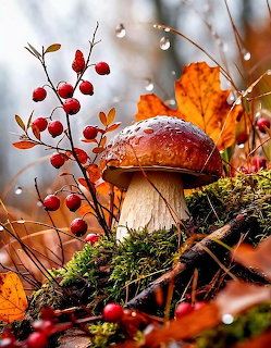 Mushroom with Autumn Berries