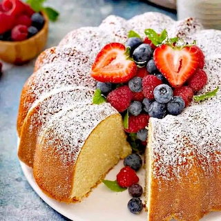 Berry Bundt Cake with Powdered Sugar