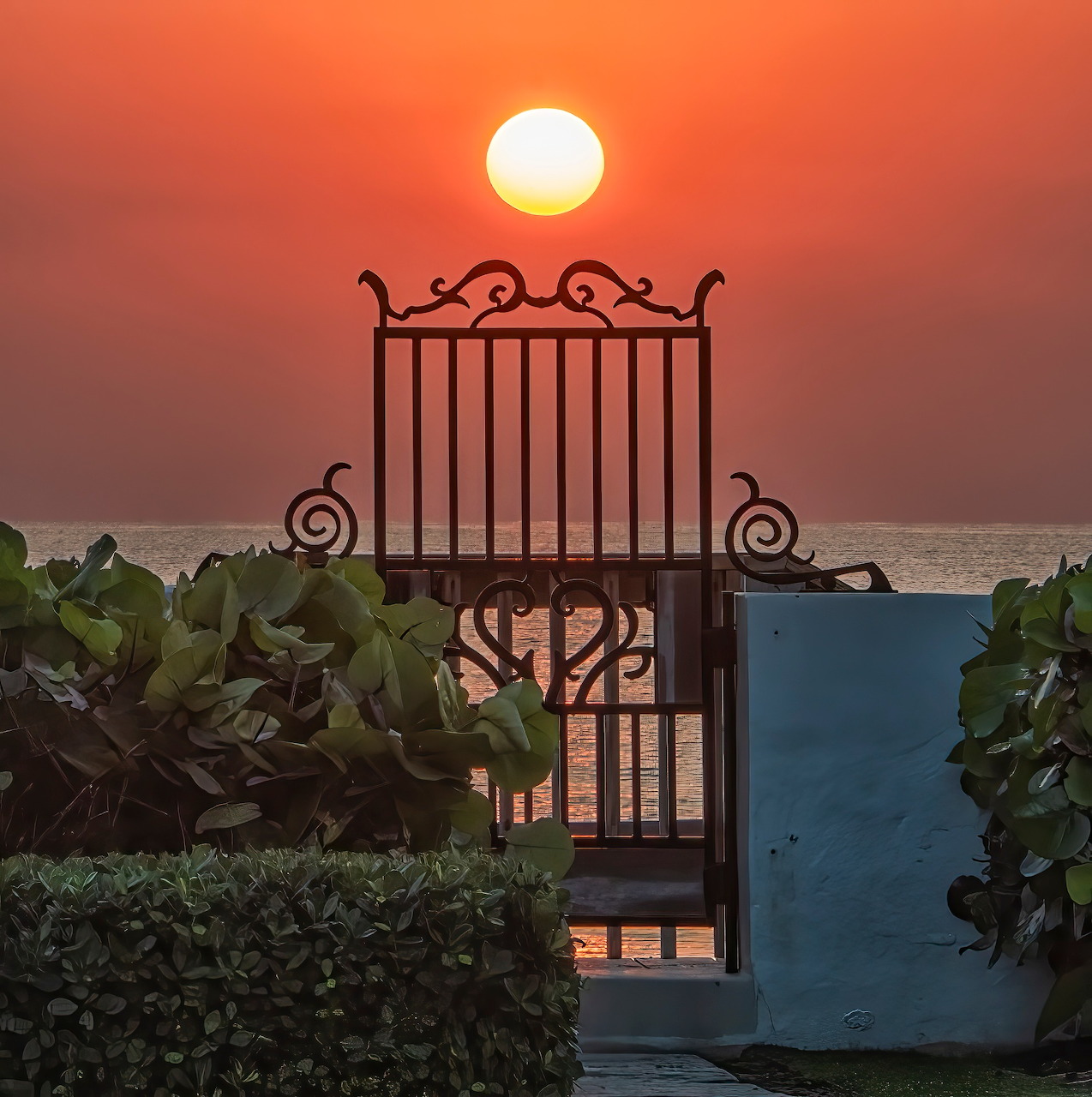 Ocean Sunset Gate View