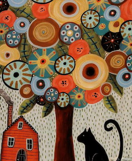 Tree Cat House Folk Art