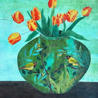 Birds and Tulips Vase