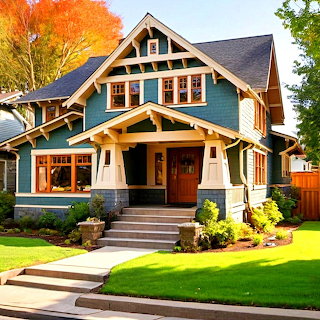 Craftsman Style House with Autumn Trees