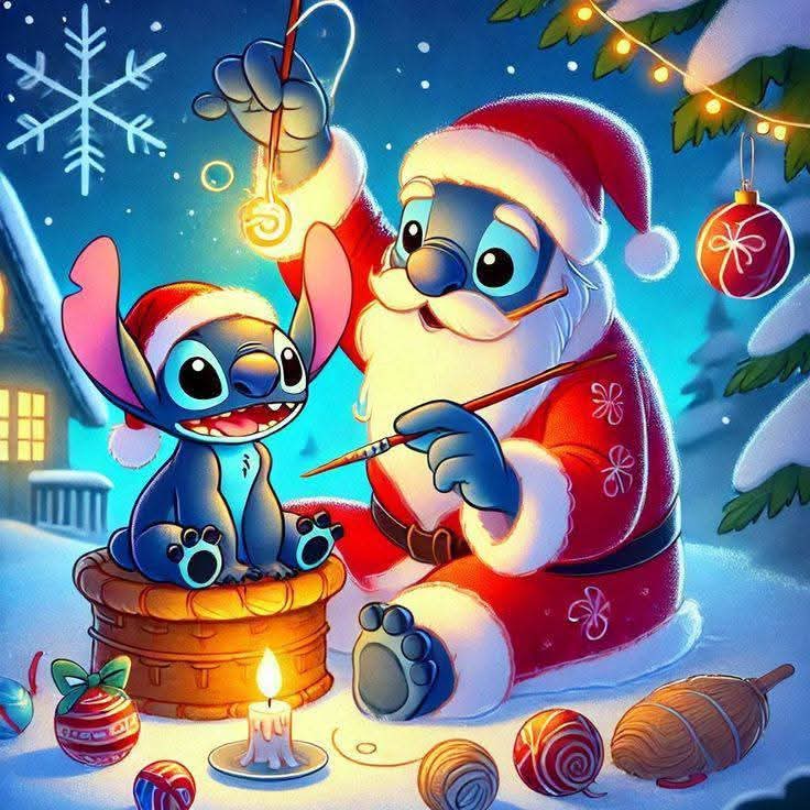 Stitch Christmas Santa Scene