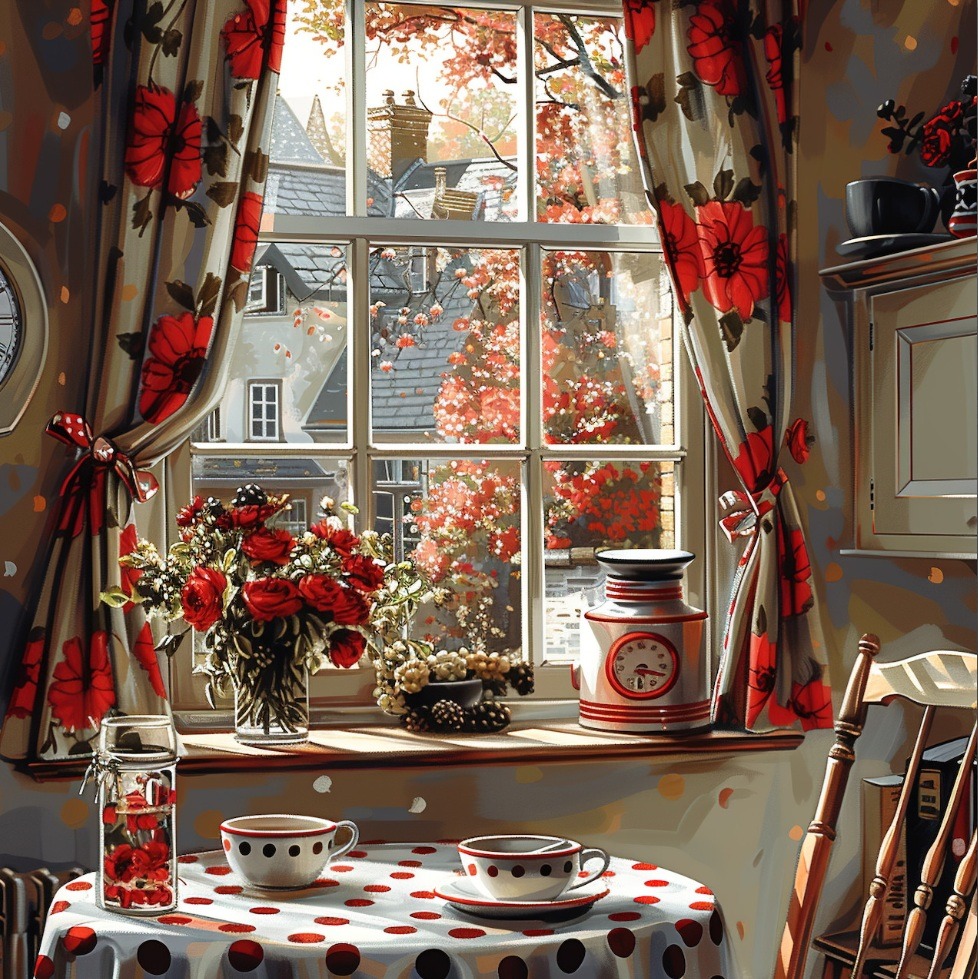 Cozy Kitchen Window in Autumn