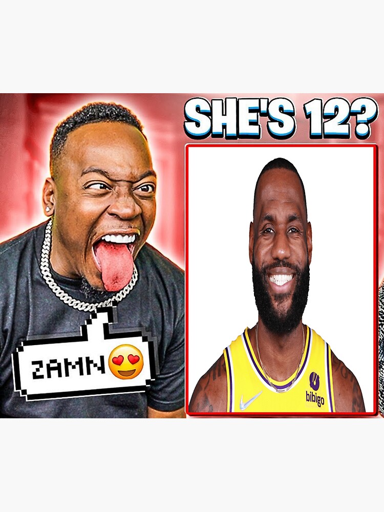 Meme collage with two men, bold text overlays reading 'SHE'S 12?' and 'ZAMN' with emoji